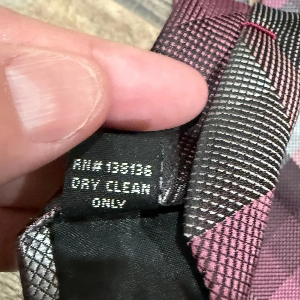 Bespoke‎ New York Mens Plaid Necktie Plum Grey Black Geometric Polyester Tie